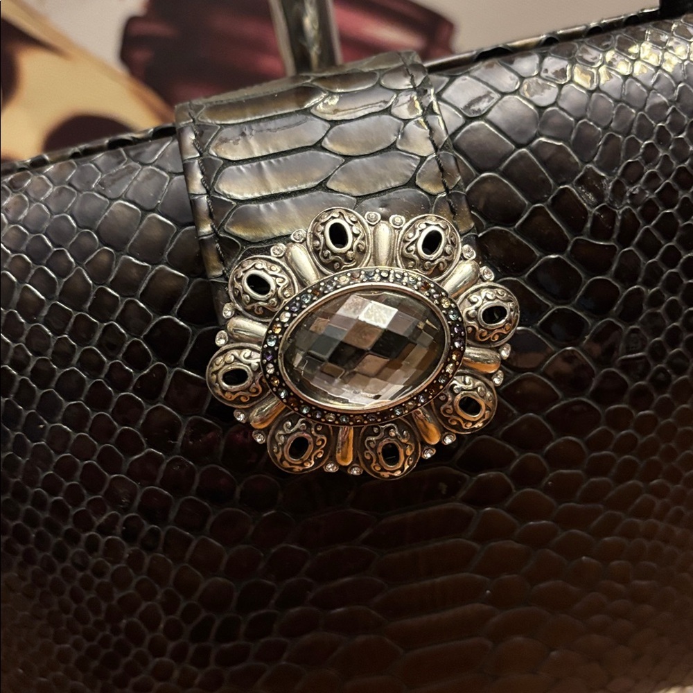 Brighton Luminesce Black Glossy Python Jeweled Me… - image 2